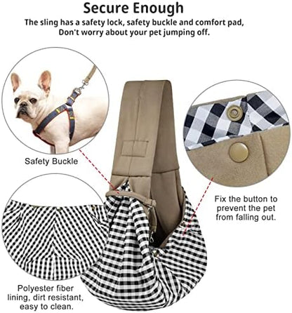 CUBY Dog and Cat Sling Carrier - Hands Free Reversible Pet Papoose Bag - Soft Pouch and Tote Design - Suitable for Puppy, Small Dogs Cats Outdoor Travel(Khaki, Unadjustable Strap) - Image 4