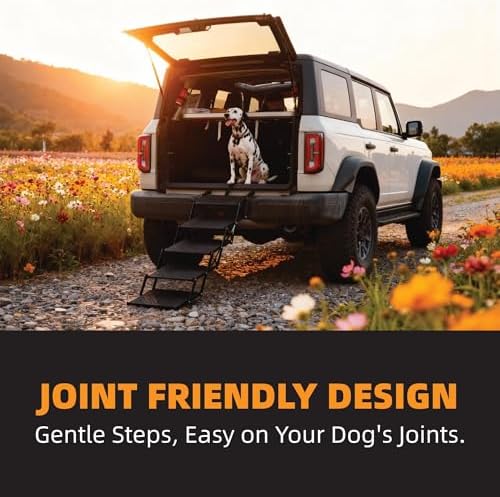 Dog Stairs 5 Steps Foldable Dog Ramp with Non-Slip Surface, Portable Dog Steps for Cars,SUV and Truck, Supports up to 250 lbs - Image 5