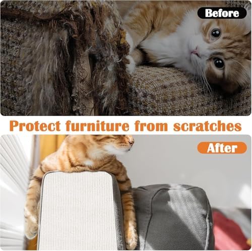Cat Scratch Furniture Protector - 158" x 15.8" Trimmable Self-Adhesive Cats Claws Scratch Pads, DIY Cat Climbing Couch Protector for Scratch Post Cat Tree Replacement Indoor (Cream White) - Image 4
