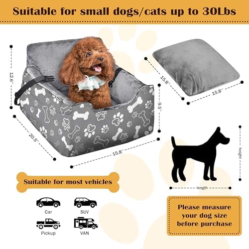 Dog Car Seats for Small Medium Sized Dogs Carseat for Car Funny Fuzzy Pet Dog Booster Car Seat Puppy Under 32 Lbs with Soft Plush Cushion&Washable Removable Cover - Image 2