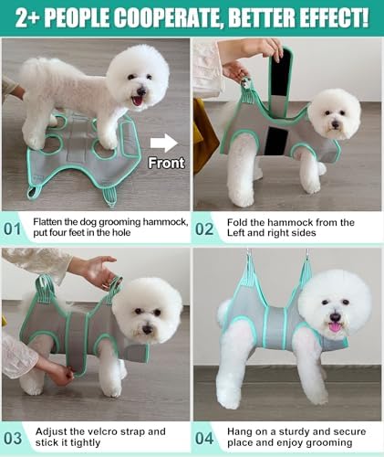 Kkiimatt Dog Grooming Hammock Harness, Small Dog Groming Sling, Gray Dog Hanging Harness for Nail Trimming,Dog Nail Clipping Hanger Restraint Holder - Image 6
