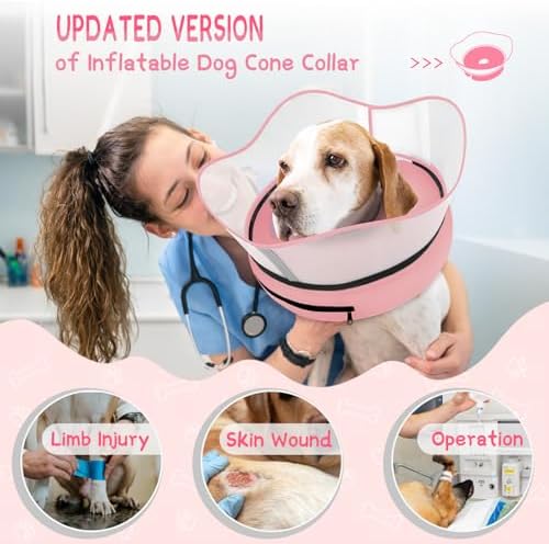 Supet Raised Inflatable Dog Cone Collar to Stop Licking, Soft Dog Cone Alternative After Surgery, Pet Neck Donut Collar for Small Medium Large Dogs - Image 2