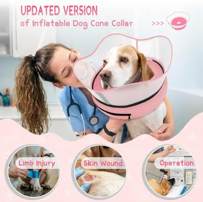 Supet Raised Inflatable Dog Cone Collar to Stop Licking, Soft Dog Cone Alternative After Surgery, Pet Neck Donut Collar for Small Medium Large Dogs - Image 2