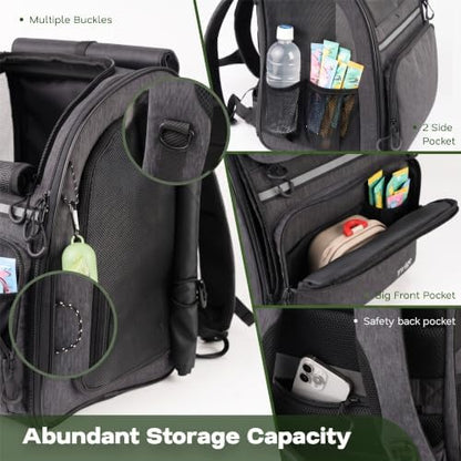Premium Dog & Cat Carrier Backpack for Travel, Hiking & Vet Visits - Solid Durable Pet Backpack with Breathable Mesh, Safety Strap, Anti-Anxiety Curtain & Storage Pockets (Dark Gray) - Image 6