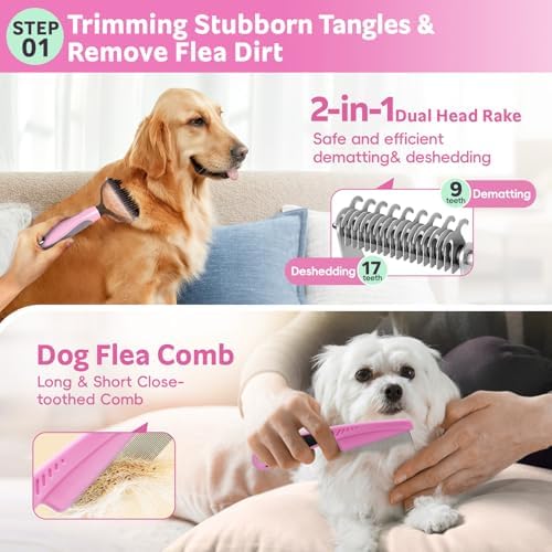 Bath Grooming Kit for Pets, 10pcs Dog Brush for Shedding with Dog Nail Clipper and Trimmer, Dog and Cat Grooming Supplies, Dematting Comb for Dogs, Pet Bath Supplies - Image 3