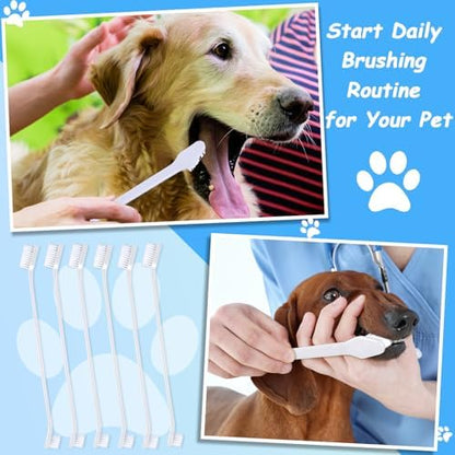 Honeydak 70 Pcs Dog Tooth Brush Dual Headed Pet Toothbrush, White - Image 5