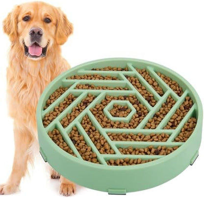 TOBYTO Slow Feeder Dog Bowls Large Medium Breed,Anti-Choking Slow Eating Dog Food Bowl,Non Slip Pet Slower Food Feeding Bowls Large Puzzle Slow Feeder Bloat Stop Maze Dog Dishes,Bean Green by TOBYTO