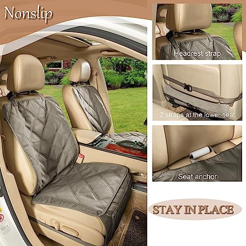 YESYEES Dog Front Seat Covers for Cars, 2 Pack Waterproof Bucket Seat Covers for Dogs with 4 Nonslip Straps, Long-Lasting Pet Car Seat Protector Universal Fit for Cars Trucks and SUVs (Khaki) - Image 3