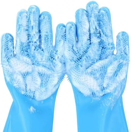 Pecute Silicone Pet Grooming Gloves for Washing Cats Dogs Bath Brush Large by pecute