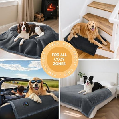 Luciphia Waterproof Bed Blanket Washable,Soft Sherpa Fleece Puppy Reversible Throw Blankets for Small Medium Dog Cat,Furniture Cover Protector Couch Bed from Liquid Pee and Pet Fur, Grey,57" x 40" - Image 4