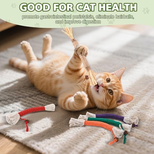 WOUSEDO 8 Pack Catnip Chew Toys for Cats, Cotton Sisal Rope Toys - Image 4