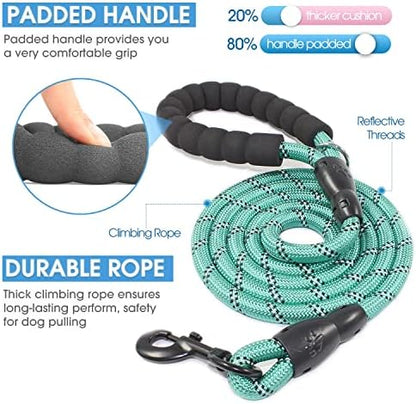 BAAPET 2/4/5/6 FT Dog Leash with Comfortable Padded Handle and Highly Reflective Threads for Small Medium and Large Dogs (6FT-1/2'', Turquoise) - Image 2