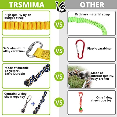 Dog Hanging Bungee Tug Toy: Interactive Tether Tug-of-War for Pitbull Small to Large Dogs to Exercise and Fun Solo Play - Durable Retractable Tugger Dog Rope Toy with 2 Chew Rope Toys - Image 5