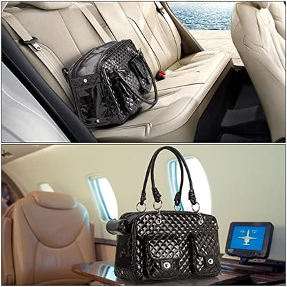 Fashion Pet Carrier Dogs Cat Small Animals Purse Bag, Leather Pet Carriers Dog Puppy Kitten Tote Travel Handbag TSA Airline-Approved - Image 6