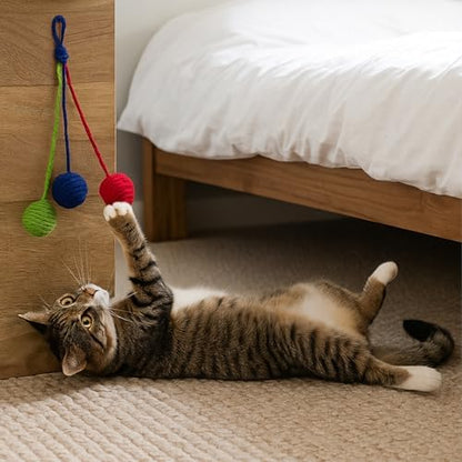 salbsever 2 Pcs Hanging Cat Toys Interactive Cat Toy Sisal Rope Ball Cats Scratching Rope Replacement Cats Cage Accessories for Indoors Fun - Image 6