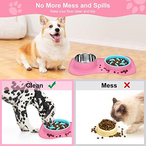 Slow Feeder Dog Bowls 3 in 1 Stainless Steel Food Water Bowl to Slow Eating - Image 4