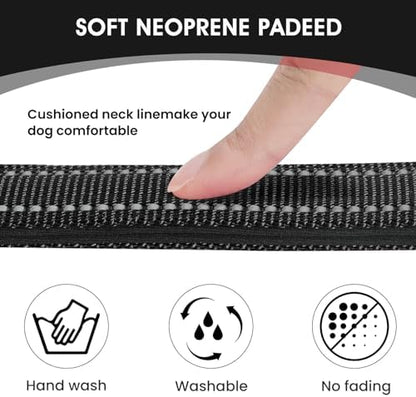 Reflective Dog Collar, Adjustable Nylon for Large Dogs,Black - Image 3