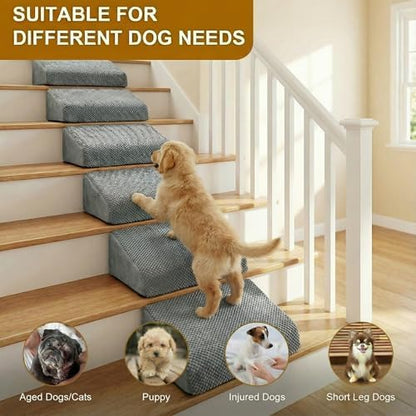 3-Pack Dog Ramp for Stairs, 40D High-Density Foam Pet Steps with Gentle 20°Slope for Staircase Stairs, Non-Slip Puppy Ramp for Small, Senior & Injured Dogs - Image 3