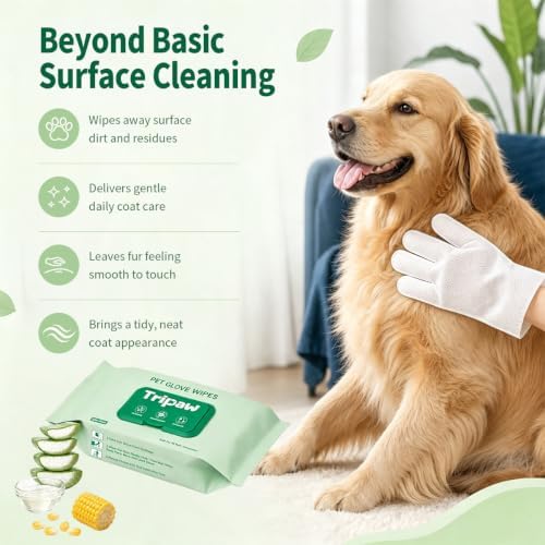Disposable Pet Glove Wipes 6 Count, No‑Rinse Thick Wipes for Dogs&Cats - Image 7