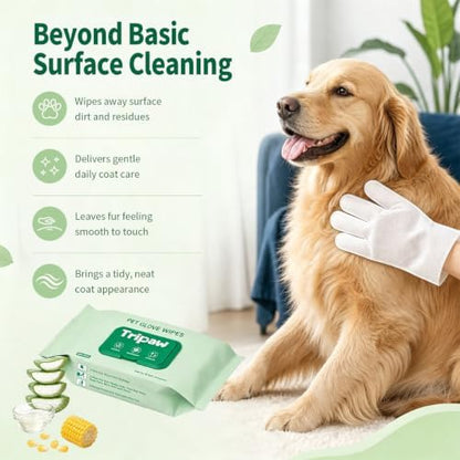 Disposable Pet Glove Wipes 6 Count, No‑Rinse Thick Wipes for Dogs&Cats - Image 7