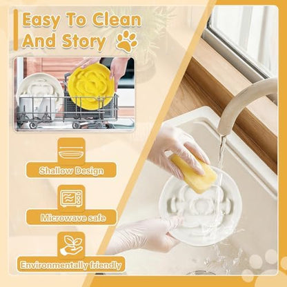 Cat Slow Feeder Bowl Set,2 Pcs Pastel Series Cat Plate for Dry and Wet Food - Image 6