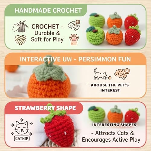 6Pcs Catnip Cat Toys Balls, Cat Nip for Cats, Cat Toys for Indoor Cats, Handmade Yarn Balls with Natural Silvervine Gall Fruit with Various Sizes for Indoor Kitten Kitty Enrichment & Stress Relief - Image 4