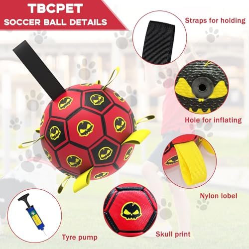 Interactive Dog Toy Balls with 4 Layers, World Cup Dog Soccer Ball with Straps, Durable Dog Balls with Skull Pattern, Waterproof Advanced Football Pets, Indoor & Outdoor Use(6 Inch) - Image 6
