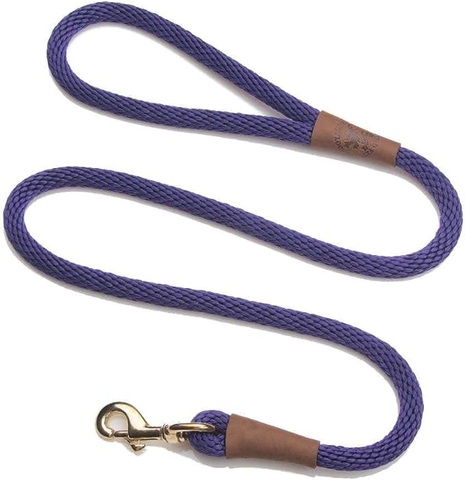 Mendota Pet Snap Leash - British-Style Braided Dog Lead, Made in The USA - Purple, 3/8 in x 6 ft - for Small/Medium Breeds