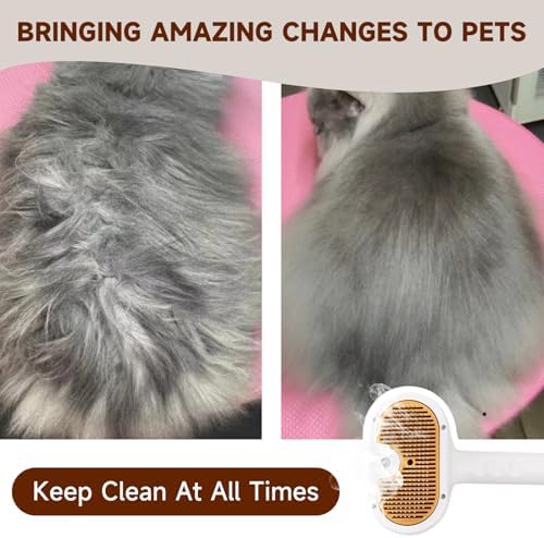 Pet Steam Brush for Dog & Cat – shower bath brush – Steam for Shedding & Grooming Water Brush for Long & Short Haired Pets Spritz Defur Comb 3-in-1 Spray Hair Removal Comb Includes 1*Waterless Shampoo - Image 4