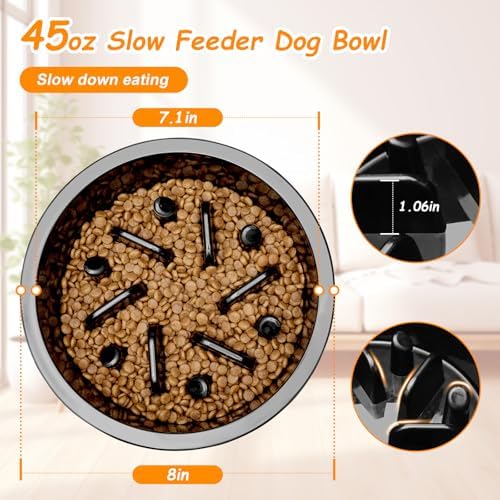COMESOON Slow Feeder Dog Bowl, Slow Down Eating Anti-Choking Bloat Stop Maze Design Dog Dishes Fit for COMESOON Bowl Stand DB-G03/DB-B03, Black - Image 2