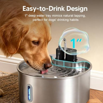 Voluas 7L Wireless Dog Water Fountain with 1 Filter, Stainless Steel - Image 2