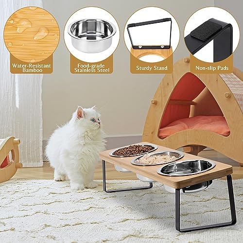 Elevated Cat Food Bowl Set for Indoor Cats, 3 Raised Water Bowl for Kitten - Image 4