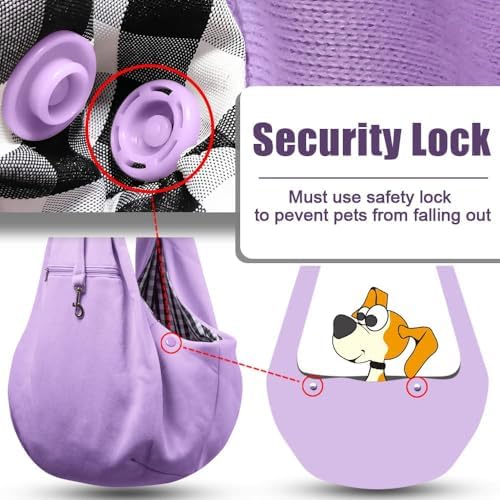 Tomkas Dog Cat Carrier Sling Zip Pocket & Adjustable Strap(M,Light Purple) - Image 7