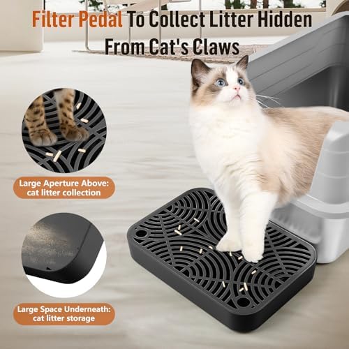Cat Litter Box Step Non-Slip Cat Step with Filter Function, Black - Image 3
