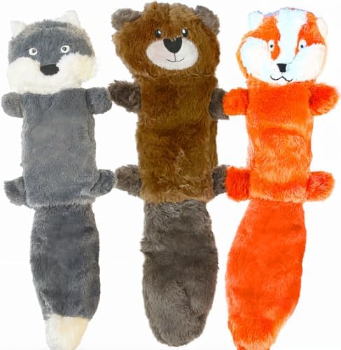 Jalousie 5 Pack Stuffingless Dog Squeaky Toys Dog Toy w/Durable Liner No Stuffing Dog Toy - Dog Toys Crinkle Paper Squeaker Toy for Medium Large Dogs (3 Pack - Squeaky) by Jalousie