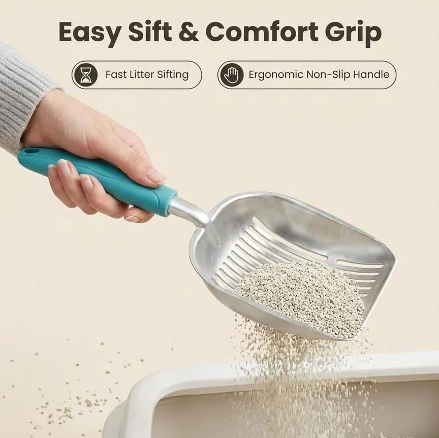 Heavy Duty Cat Litter Scoop with Holder - All Metal Cat Litter Scooper with Holder - Speed Sifter Litter Box Scooper Captures All Clumps - Aluminum Cats Litter Scooper - Image 5