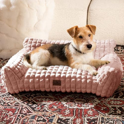 Cat Couch Bed with Fluffy Faux Rabbit Fur for Indoor Cats, 30 Inch by blunique