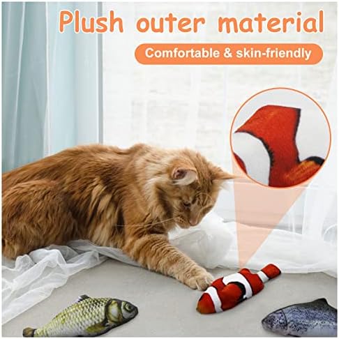 Andiker Cat Interactive Toys (3Pcs), Cotton Filled Catnip Fish-Shaped Toys for Indoor Cats, Cat Toy Set for All Breed Sizes - Image 3