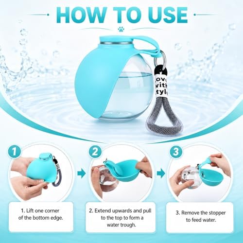 2 in 1 Portable Dog Water Bottle Tumbler, 10oz Stainless Steel (Blue) - Image 5