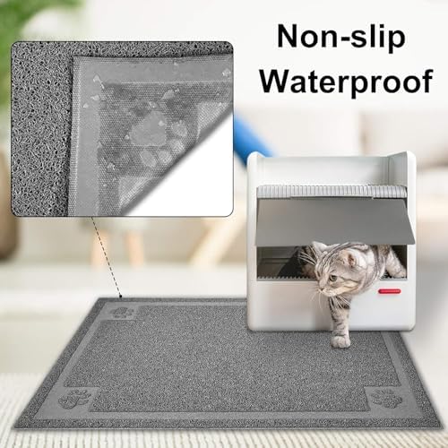 UPSKY Large Cat Litter Mat Trapper 35"×23", Waterproof, Non-Slip, Gray - Image 4