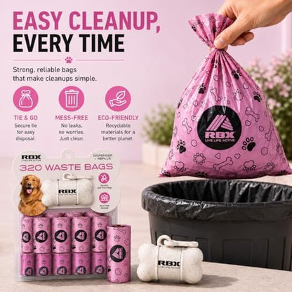 RBX Dog Poop Bags with Leash Holder, 320 Bags, 16 Refill Rolls - Image 5