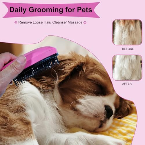 3 PCS Puppy Brush Grooming Kit (Pink) - Image 6