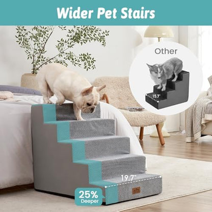 COZY KISS Dog Stairs for Small Dogs, 5 Step Pet Stairs for Beds & Couches - Image 2