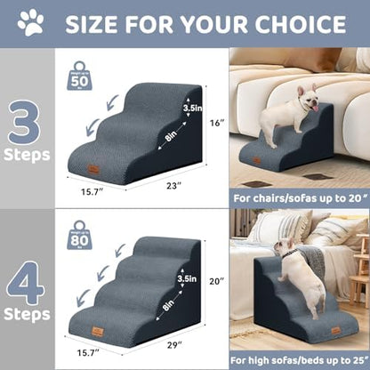 Zerbuger Dog Ramp and Stairs for Bed, Dark Grey 4 Steps 20" H, Nonslip - Image 7