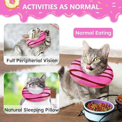 Hpetppy Cat Cone Collar Soft, Cat Recovery Collar for Wound Healing Cute Donut Adjustable Kitten Cones to Stop Licking Comfortable Lightweight Neck Elizabethan Collars for Kittens After Surgery - Image 4