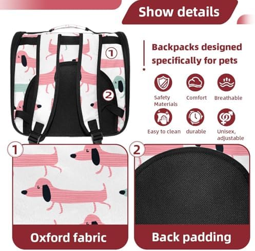 Funny Dachshund Dogs Pet Carrier Airline Approved Pet Carrier Bag Dog Carrier for Small Medium Cats Dogs Puppies Kitten - Image 4