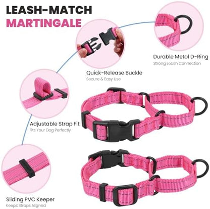 VIVAGLORY Double Handle Dog Leash Twingrip, 5ft x 1in, M2, Pink - Image 4