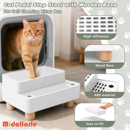 Adjustable Cat Ramp for Litter Box, 2-Step Litter Trapper, White - Image 2