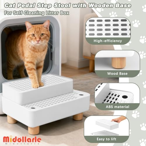 Adjustable Cat Ramp for Litter Box, 2-Step Litter Trapper, White - Image 2