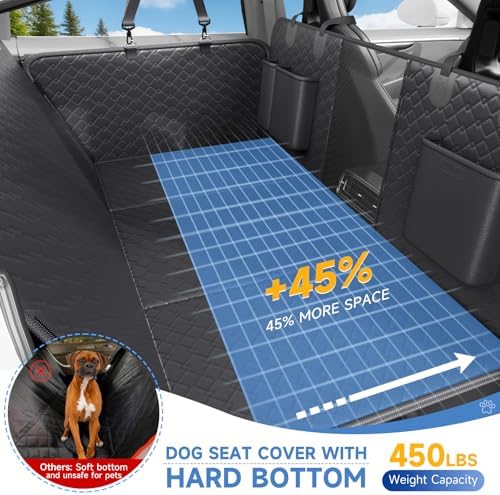Dog Car Seat Cover Waterproof Vegan Leather, Scratchproof, Hard Bottom Back Seat Extender for Dogs, Non Slip Back Seat Protector with Mesh Window, Easy to Clean Fit Full Size Trucks, Black - Image 3